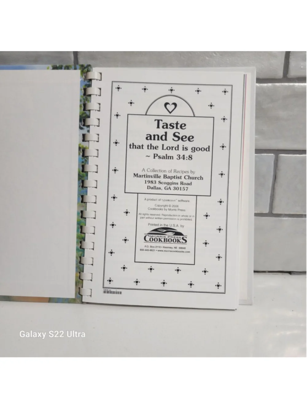 Church Cookbook Taste & See Martinville Baptist Church, Dallas Georgia. 2006